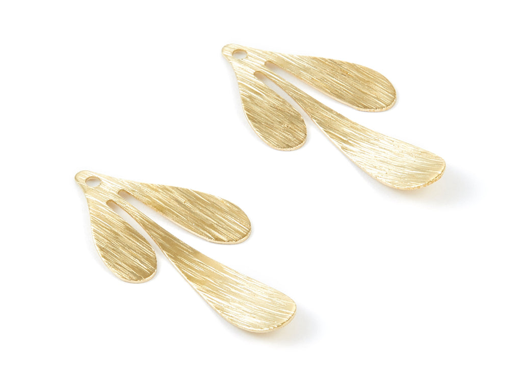 Brass Textured Leaf Charms - Textured Leaf Shaped Raw Brass Pendant - Earring Findings - Jewelry Supplies - 35,2x17,28x0,63mm - PP2073 - DOMEDBAZAAR