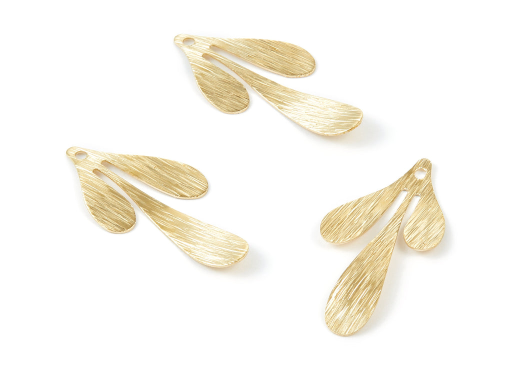 Brass Textured Leaf Charms - Textured Leaf Shaped Raw Brass Pendant - Earring Findings - Jewelry Supplies - 35,2x17,28x0,63mm - PP2073 - DOMEDBAZAAR