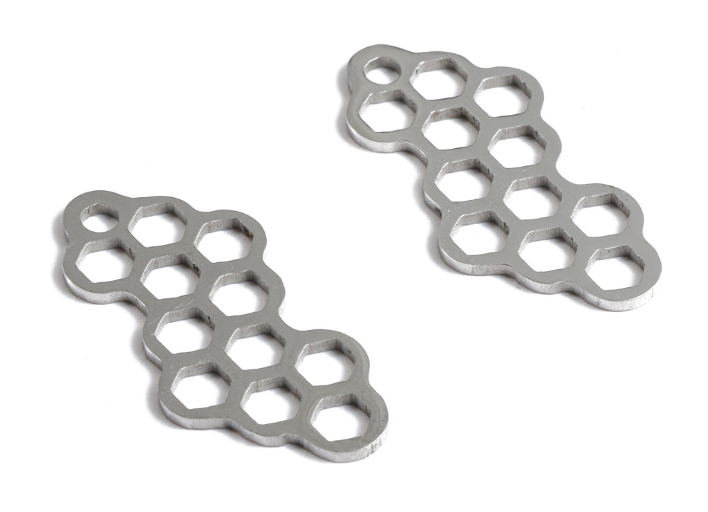 Stainless Steel Honeycomb Charms - Honeycomb Earrings and Pendant - Bracelet Pendant - Jewellery Supplies - 25.94x11.81x0.96mm - SS1063 - DOMEDBAZAAR