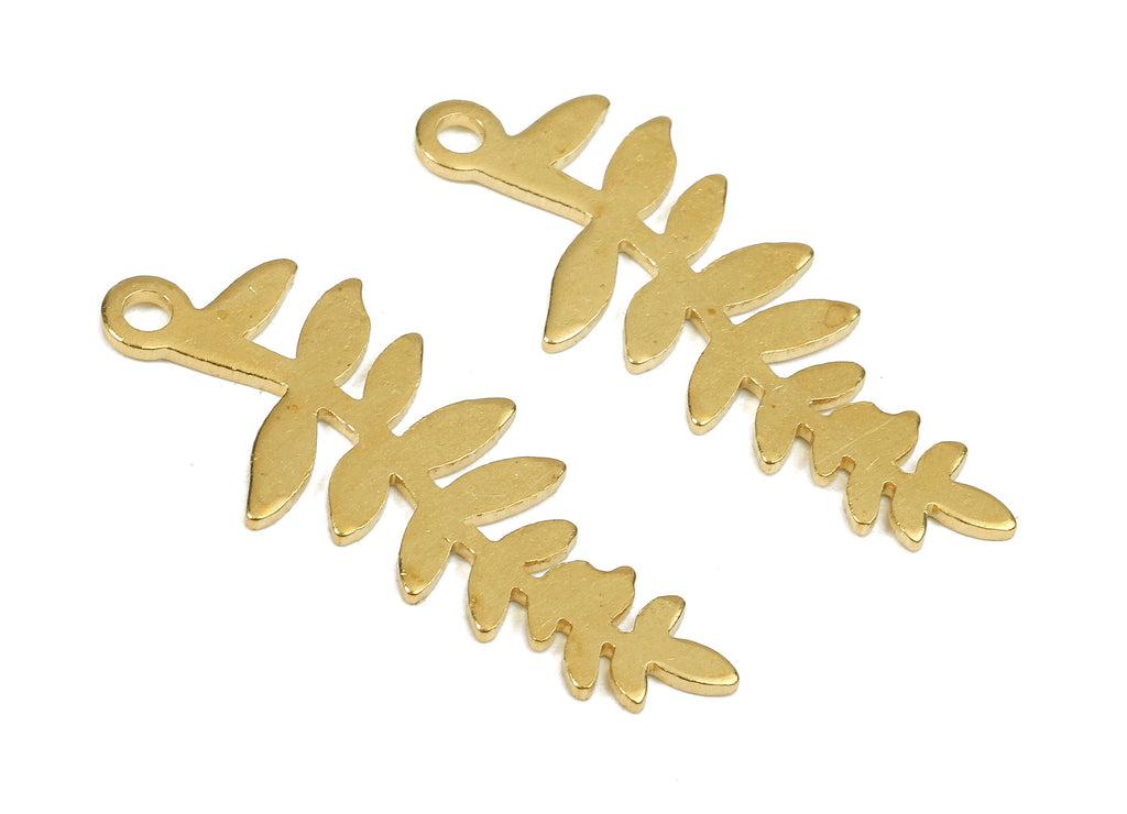 Brass Branch Charms - Raw Brass Branch Earrings and Pendant - Earring Findings - Jewelry Supplies - 28.08x11.25x2.07mm - PP2690 - DOMEDBAZAAR