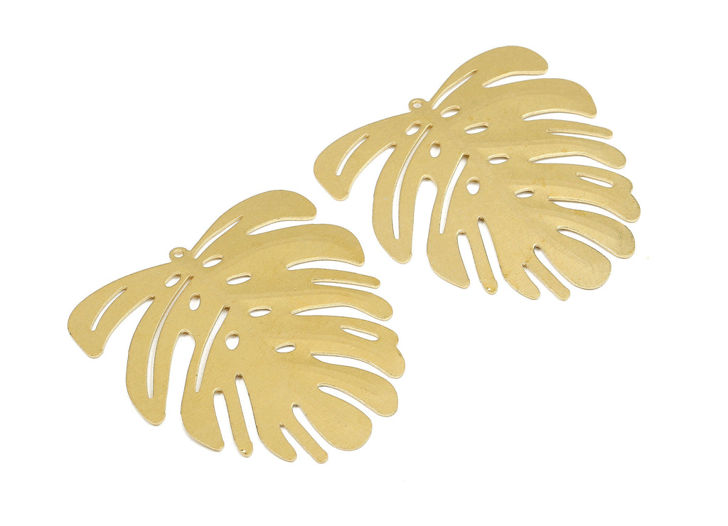 Brass Monstera Charms - Raw Brass Monstera Earrings and Pendants - Earring Findings - Jewelry Supplies - 44,2x43,24x0,72mm- PP1370 - DOMEDBAZAAR