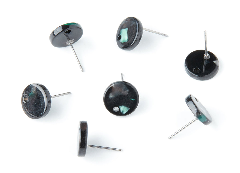 Acetate Round Earring Stud - Round Earring Post and Stud - Earring Findings - Color Code: A49 - 11.6x11.6x2.95mm - AC1139R - DOMEDBAZAAR