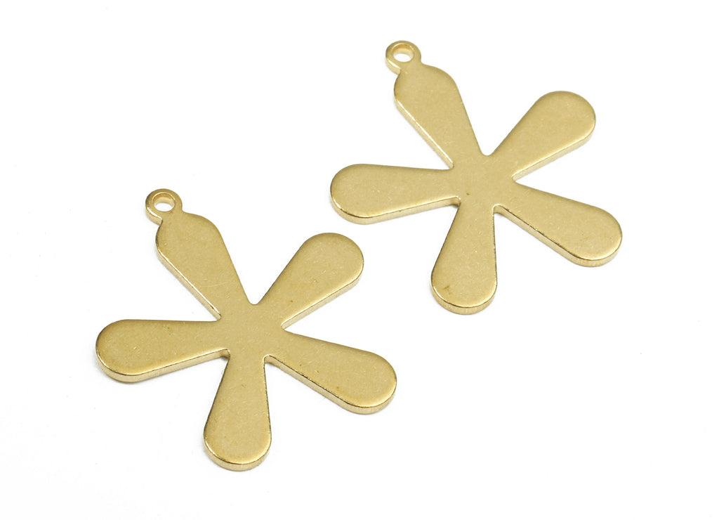 Brass Flower Charms - Raw Brass Flower Earrings and Pendant - Brass Flower Necklace - Jewelry Supplies - 23.83x21.93x0.99mm- PP2442 - DOMEDBAZAAR
