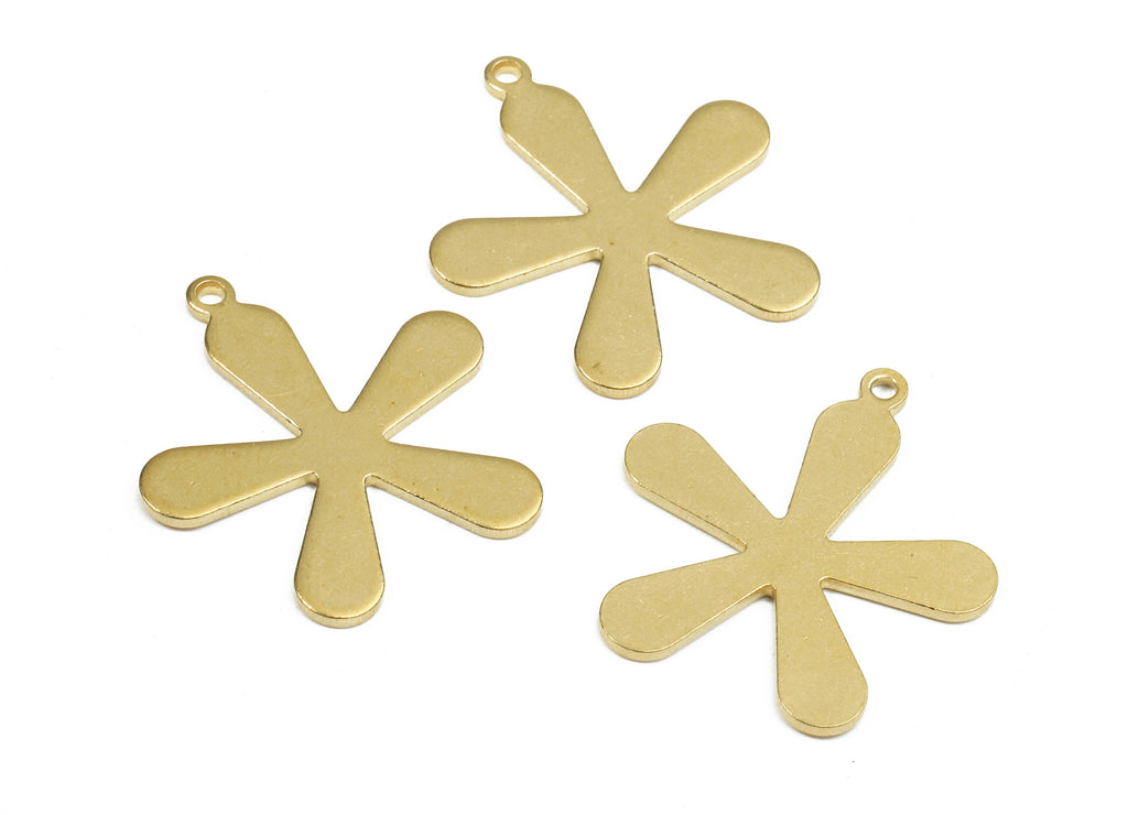 Brass Flower Charms - Raw Brass Flower Earrings and Pendant - Brass Flower Necklace - Jewelry Supplies - 23.83x21.93x0.99mm- PP2442 - DOMEDBAZAAR
