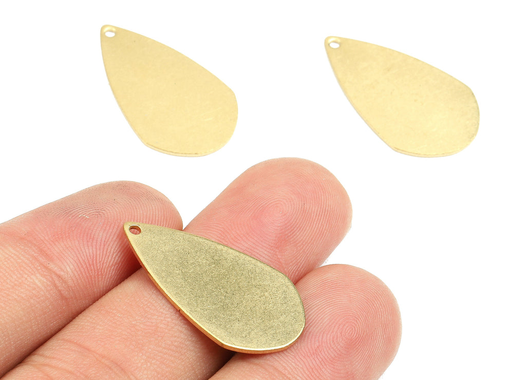 Personalized stamping blank - Brass Drop Charms - Raw Brass Drop Earrings and Pendant - Brass Drop Findings - 26.86x15.85x0.78mm - PP2478 - DOMEDBAZAAR