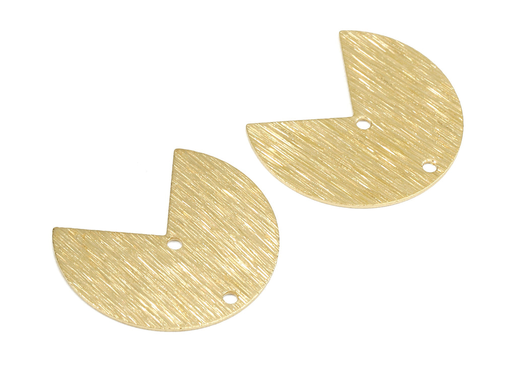 Brass Round Connectors - Raw Brass Fan Pendant Necklace - Brass Connector Charms - 2 Holes - Jewelry Supplies - 20.02x17.04x0.7mm - PP2649 - DOMEDBAZAAR