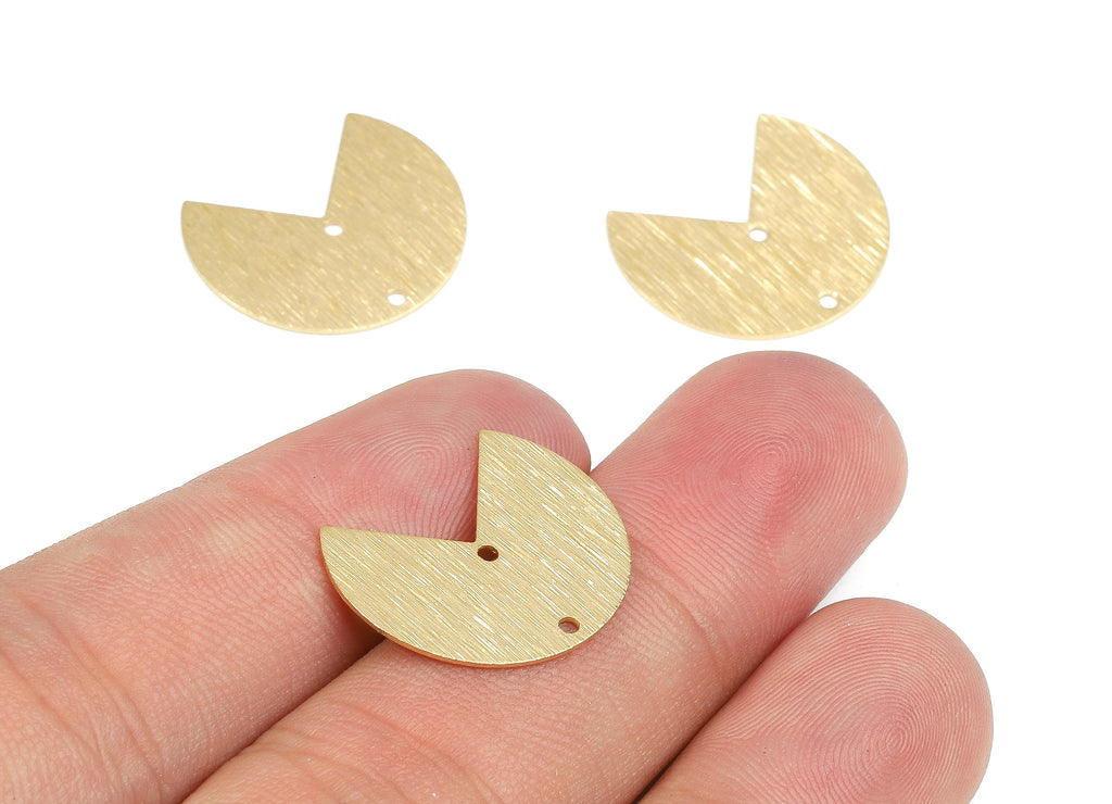 Brass Round Connectors - Raw Brass Fan Pendant Necklace - Brass Connector Charms - 2 Holes - Jewelry Supplies - 20.02x17.04x0.7mm - PP2649 - DOMEDBAZAAR