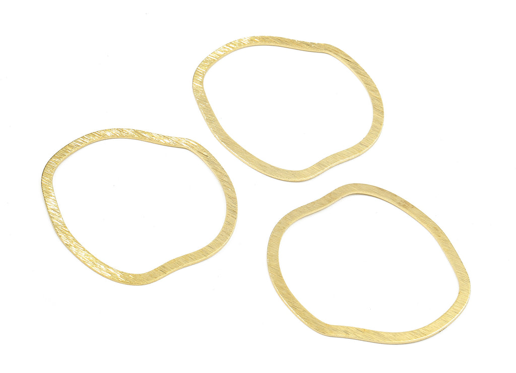 Brass Circle Ring Charms - Raw Brass Texture Circle Earrings and Pendant - Brass Circle Connectors - 38.03x36.68x0.58mm - PP2479 - DOMEDBAZAAR
