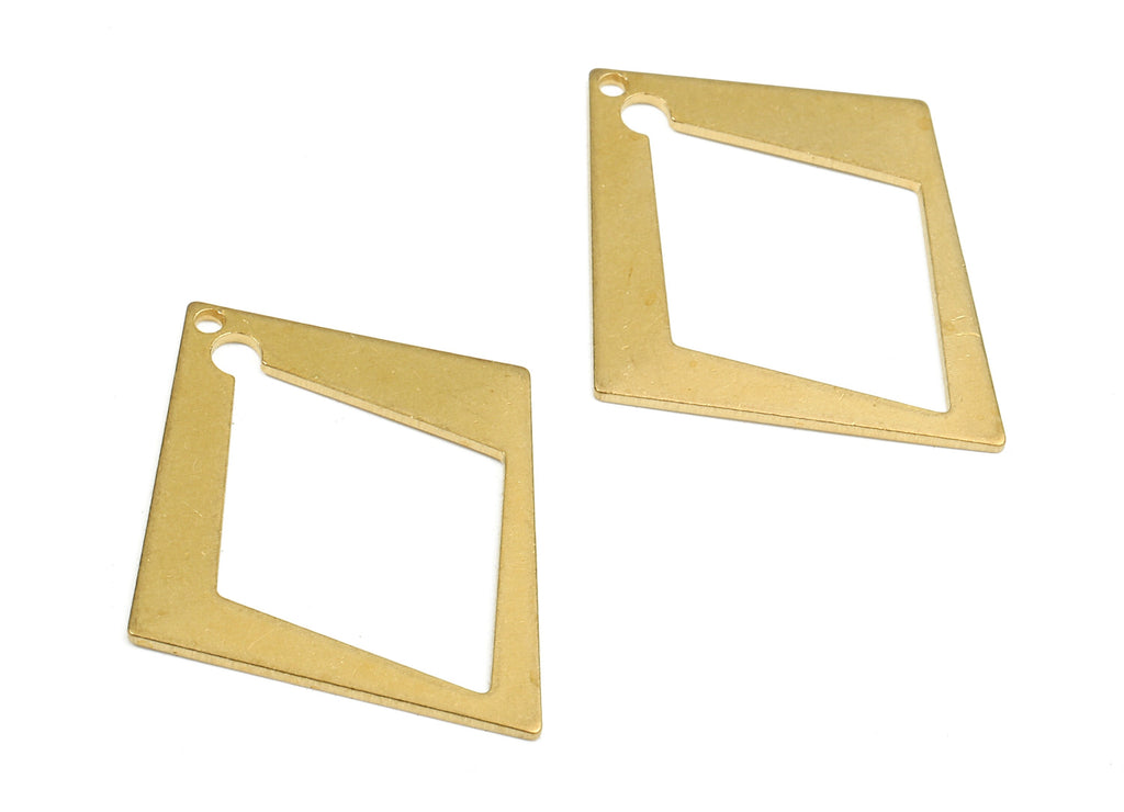 Brass Diamond Charms - Raw Brass Diamond Earrings and Pendant - Earring Findings - Jewelry Supplies - 28.93x24.55x0.99mm - PP2554 - DOMEDBAZAAR