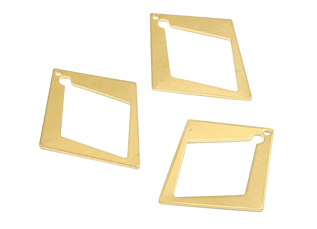 Brass Diamond Charms - Raw Brass Diamond Earrings and Pendant - Earring Findings - Jewelry Supplies - 28.93x24.55x0.99mm - PP2554 - DOMEDBAZAAR