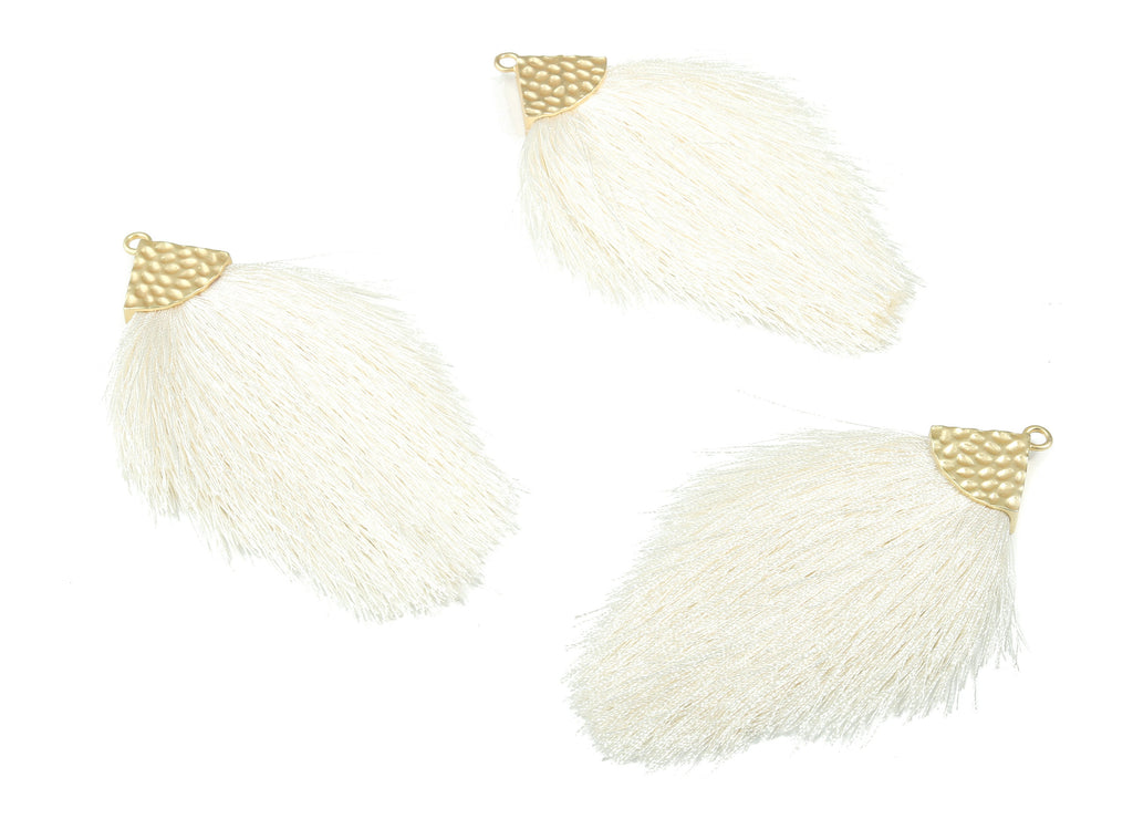 Tassel Earring Charms - Tassel Pendant - Puffy Tassel With Alloy Cap - Tassel Findings - Boho Charms - 96.86x57.69mm - TS1121 - DOMEDBAZAAR