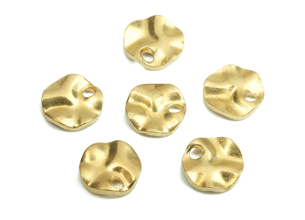 Brass Wavy Round Charms - Raw Brass Wavy Round Earrings and Pendant - Earring Findings - Jewelry Supplies - 10x10x1.77mm - PP2575 - DOMEDBAZAAR