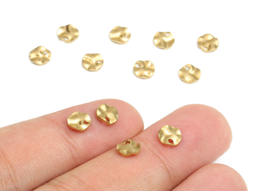 Brass Wavy Round Charms - Raw Brass Wavy Round Earrings and Pendant - Earring Findings - Jewelry Supplies - 10x10x1.77mm - PP2575 - DOMEDBAZAAR