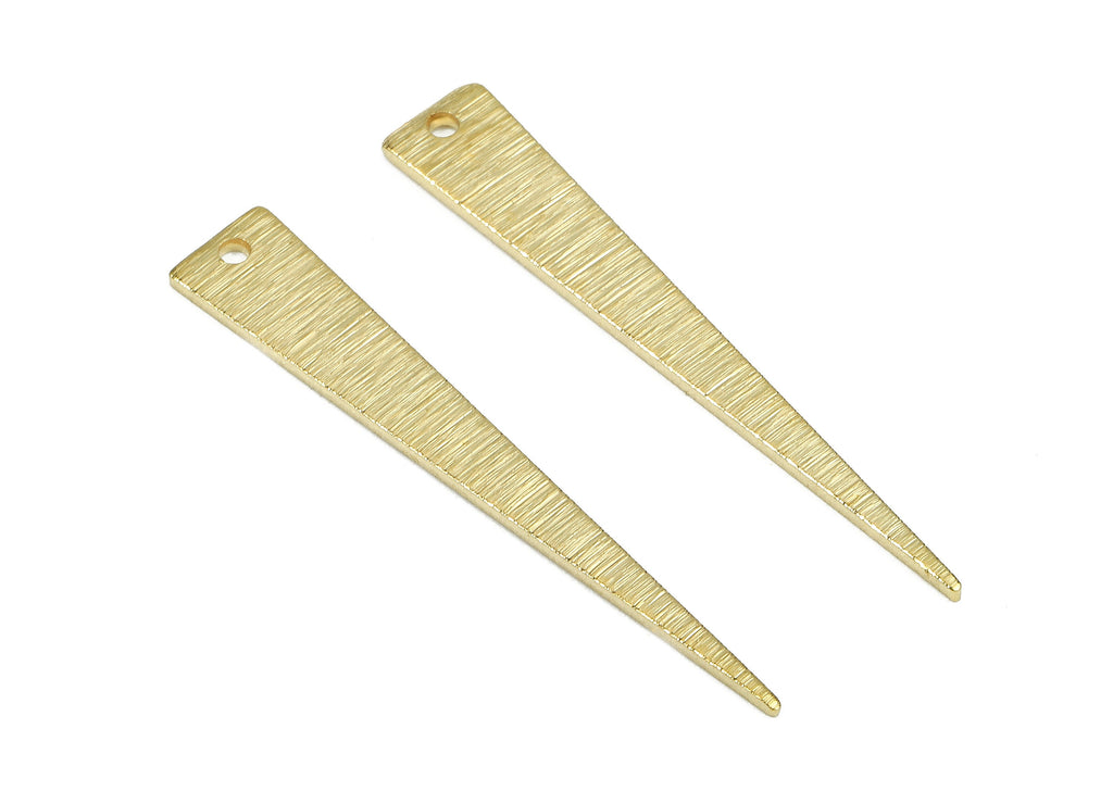 Brass Triangle Charms - Raw Brass Texture Letter Triangle Earrings and Pendant - Brass Triangle Necklace - 36.58x6.02x1.13mm - PP2635 - DOMEDBAZAAR