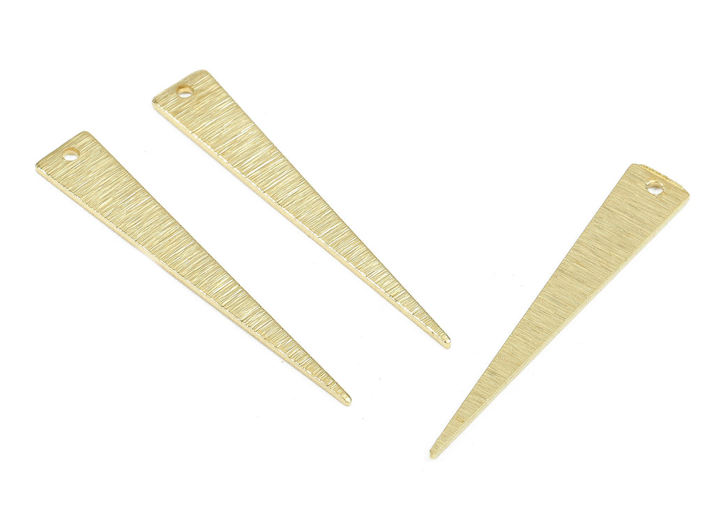 Brass Triangle Charms - Raw Brass Texture Letter Triangle Earrings and Pendant - Brass Triangle Necklace - 36.58x6.02x1.13mm - PP2635 - DOMEDBAZAAR