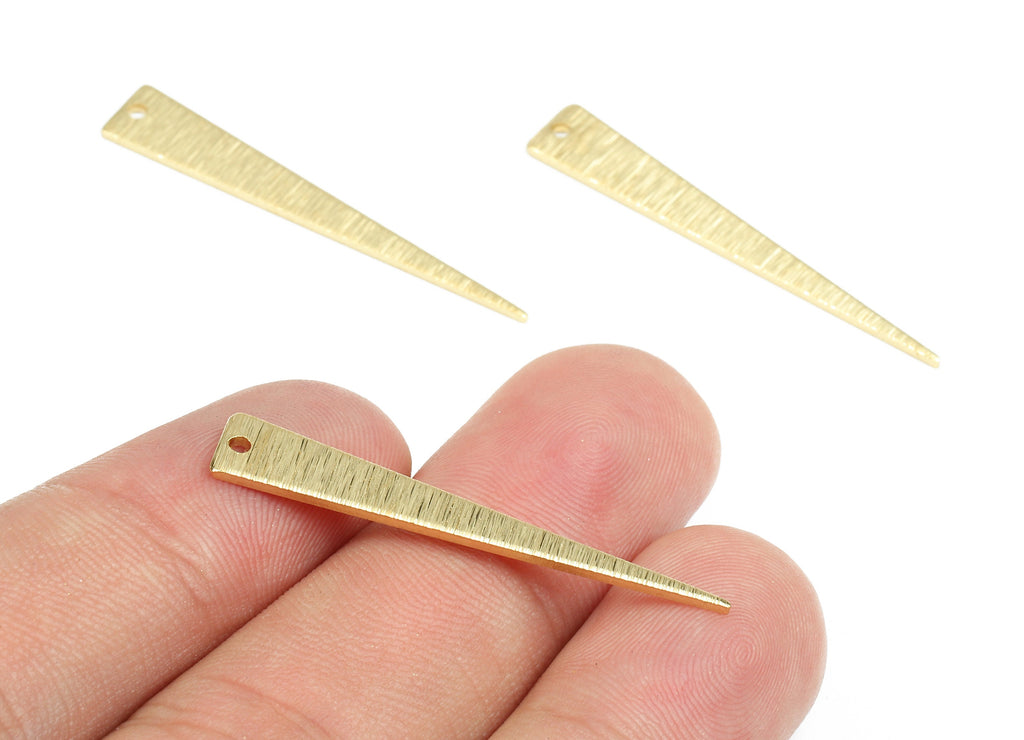 Brass Triangle Charms - Raw Brass Texture Letter Triangle Earrings and Pendant - Brass Triangle Necklace - 36.58x6.02x1.13mm - PP2635 - DOMEDBAZAAR