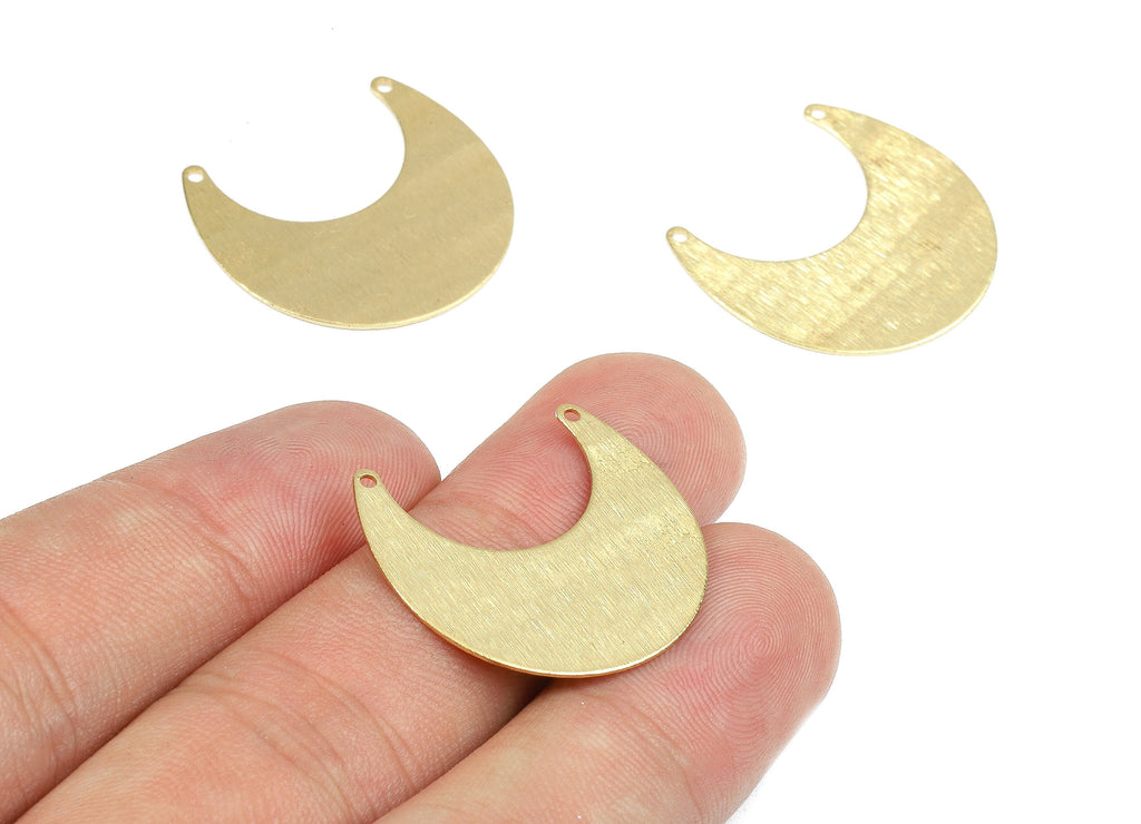 Brass Moon Connectors - Raw Brass Moon Pendant and Necklace - Brass Texture Moon Connectors - 2 Holes - 25.06x23.02x0.79mm - PP2656 - DOMEDBAZAAR