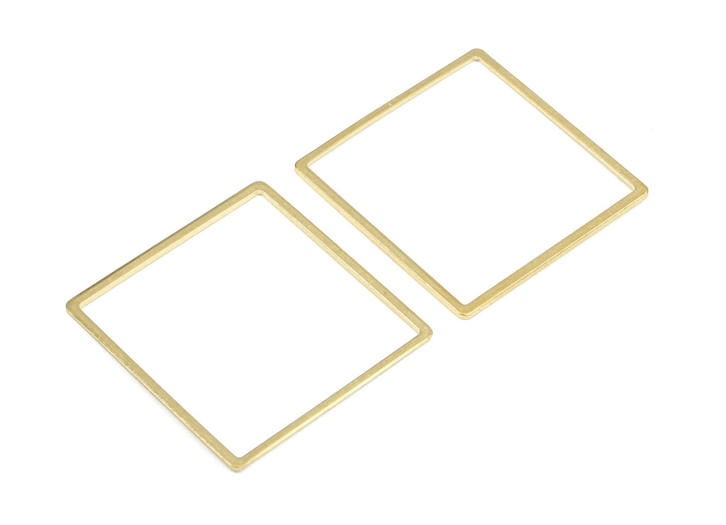Brass Square Ring Charms - Raw Brass Square Earrings and Pendant - Brass Square Connectors - Jewelry Supplies - 35.58x35.58x0.98mm - PP2704 - DOMEDBAZAAR