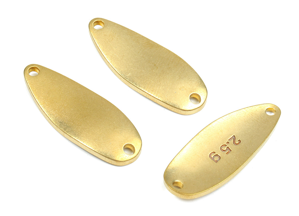 Personalized stamping blank - Brass Wavy Oval Connectors - Raw Brass Wavy Oval Stamping Tag  - 36.3x10.49x2.15mm - PP2613 - DOMEDBAZAAR