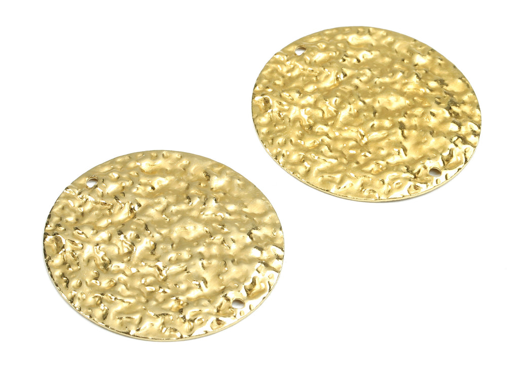 Brass Round Connectors - Raw Brass Wavy Round Pendant - Brass Connector Necklace - 2 Holes - Jewelry Supplies - 30.12x30.12x1.03mm - PP2465 - DOMEDBAZAAR