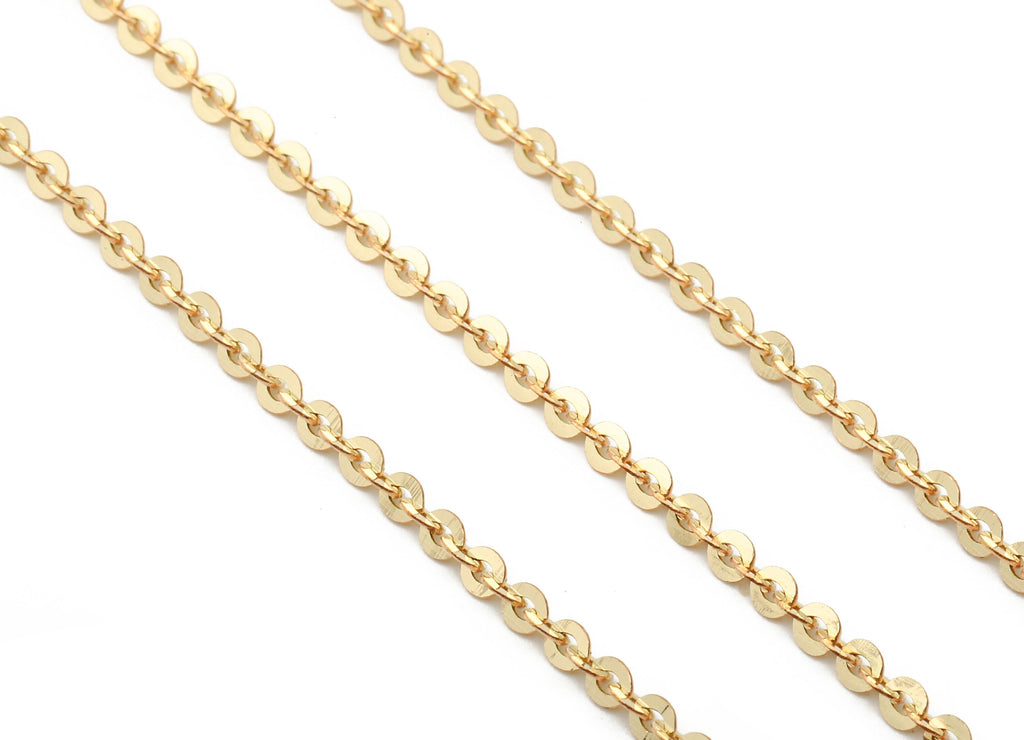 Flat Oval Cable Link Chain - Raw Brass Chain - Flake Cable Chain -  0.12&quot; x 0.10&quot; x 0.01&quot; - for Necklace Bracelet Jewellery Making - CC1141 - DOMEDBAZAAR