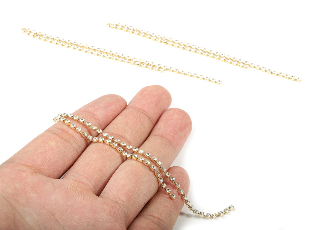 Brass Tassel Rhinestone Cup Chain Charms - Brass Rhinestone Cup Chain Pendant - 18k Real Gold Plating Brass - 104x4.21x1.97mm - RGP2296 - DOMEDBAZAAR