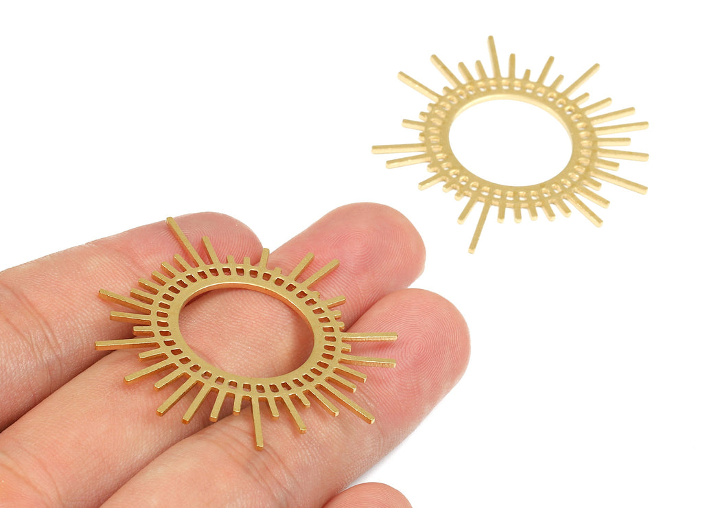 Brass Sun Charms - Raw Brass Sun Earrings and Pendant - Brass Sun Necklace - Jewelry Supplies - 45.72x43.46x1.03mm - PP2505 - DOMEDBAZAAR
