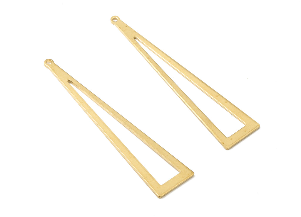 Brass Triangle Charms - Raw Brass Triangle Earrings and Pendant - Brass Triangle Necklace - Jewelry Supplies - 50.19x11.3x0.9mm - PP2501 - DOMEDBAZAAR
