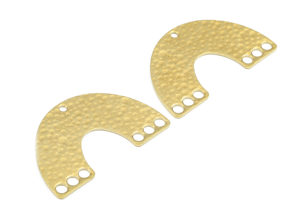 Brass U Connectors - Raw Brass Semi-Oval Pendant and Necklace - Brass Hammered U Connectors - 7Holes - 41.05x13.03x1.28mm - PP2689 - DOMEDBAZAAR