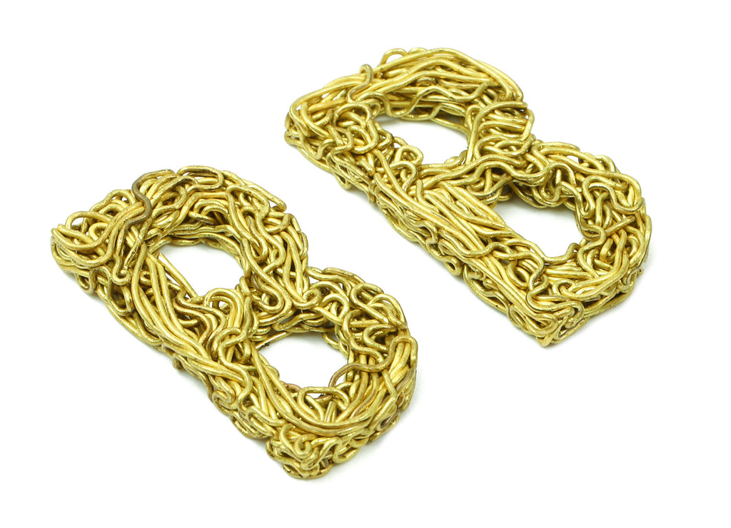 Brass B letter Pendant - Raw Brass Hammered Wire Letter B Alphabets Charms  - Jewelry Supplies - 28.57x15.39x3.45mm - PP2920 - DOMEDBAZAAR
