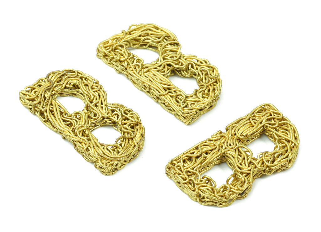 Brass B letter Pendant - Raw Brass Hammered Wire Letter B Alphabets Charms  - Jewelry Supplies - 28.57x15.39x3.45mm - PP2920 - DOMEDBAZAAR