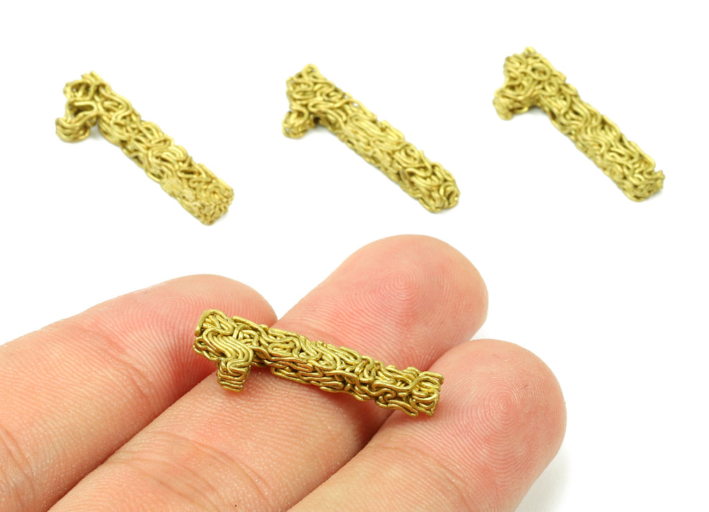 Brass 1 Number Pendant - Raw Brass Hammered Wires 1 Number Charms - Jewelry Supplies - 25.76x8.64x3.08mm - PP2910 - DOMEDBAZAAR