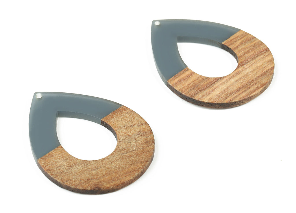 Epoxy Redwood Drop Charms - Epoxy Resin Wood Drop Pendant -  Redwood and Resin Necklace - Jewelry Supplies - 56.88x42.74x3.37mm - BB1096A - DOMEDBAZAAR