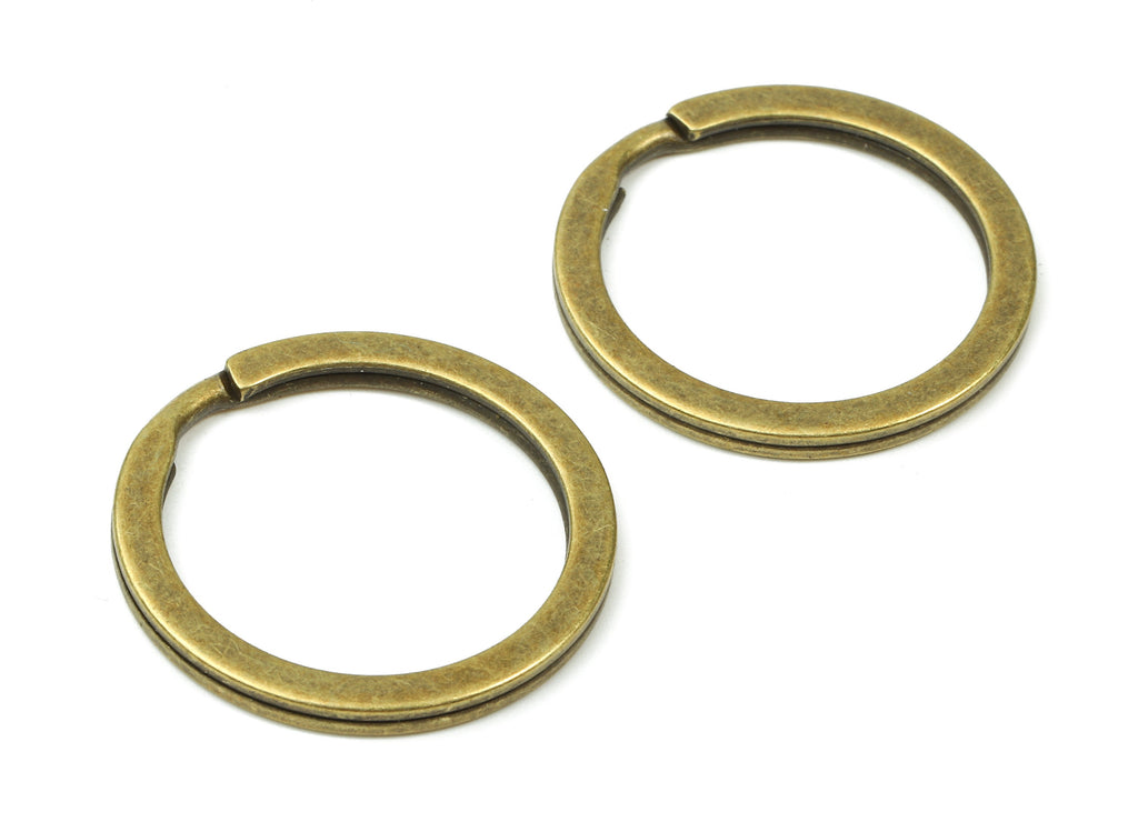 Antique Bronze Metal Key Rings - Flat Split Rings - Circle Key Rings - Keychain Connectors - Jewelry Supplies - 27.77x27.77x2mm - PP2858AB - DOMEDBAZAAR
