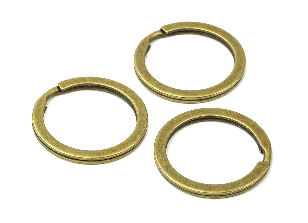 Antique Bronze Metal Key Rings - Flat Split Rings - Circle Key Rings - Keychain Connectors - Jewelry Supplies - 27.77x27.77x2mm - PP2858AB - DOMEDBAZAAR