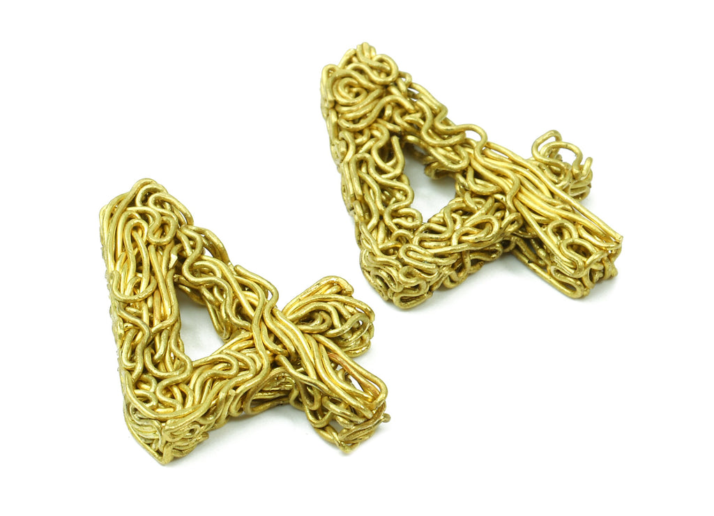 Brass 4 Number Pendant - Raw Brass Hammered Wires 4 Number Charms - Jewelry Supplies - 25.8x18.29x3.67mm - PP2913 - DOMEDBAZAAR