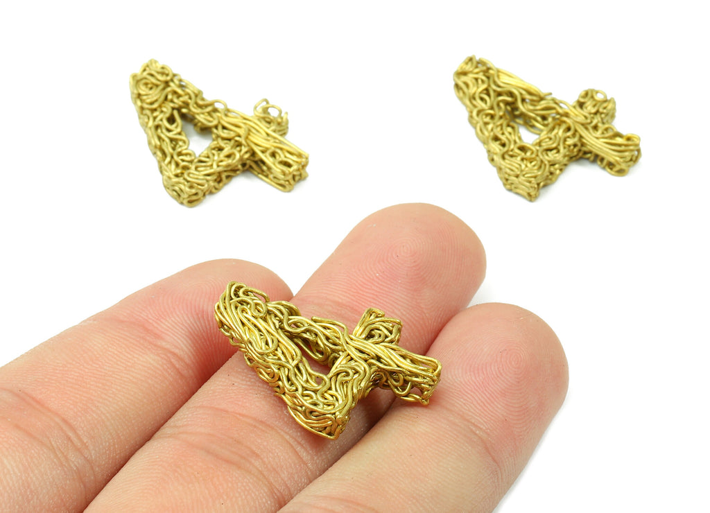 Brass 4 Number Pendant - Raw Brass Hammered Wires 4 Number Charms - Jewelry Supplies - 25.8x18.29x3.67mm - PP2913 - DOMEDBAZAAR