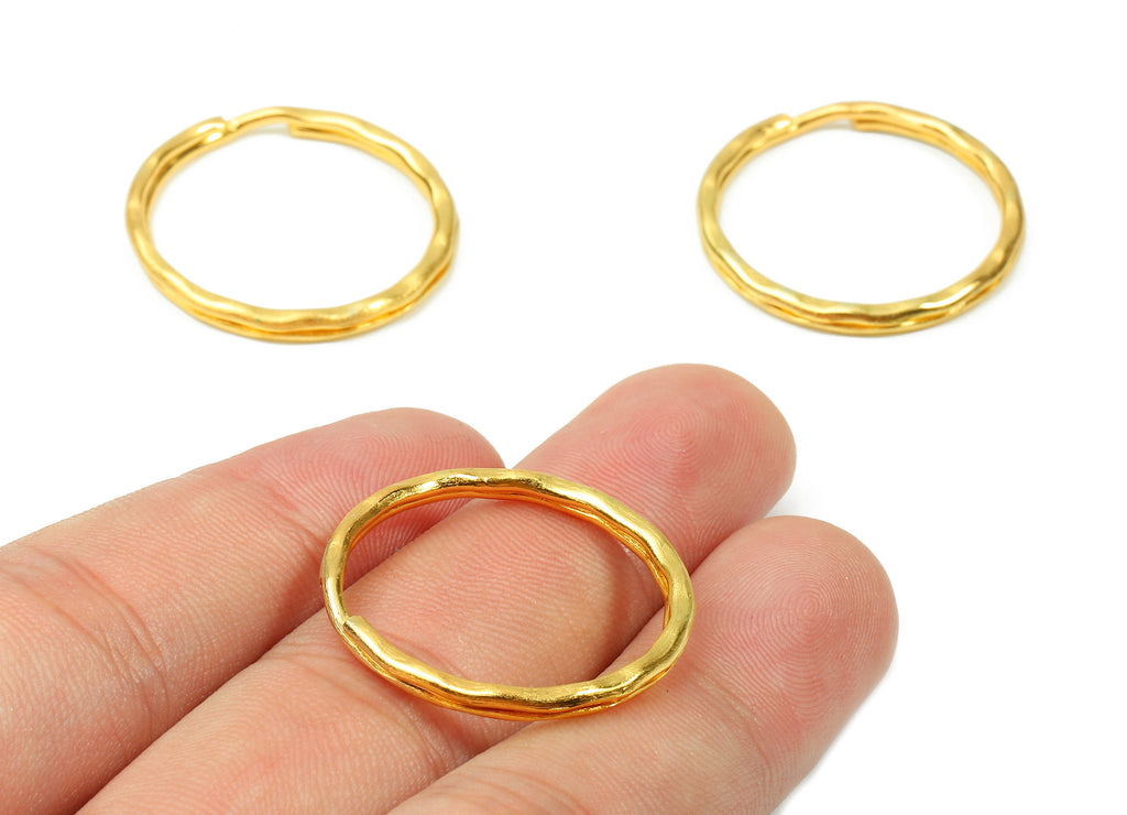 Gold Tone Metal Key Rings - Split Rings - Circle Key Rings - Keychain Connectors - Key Ring Findings - 27.64x27.64x1.5mm - PP2855G - DOMEDBAZAAR