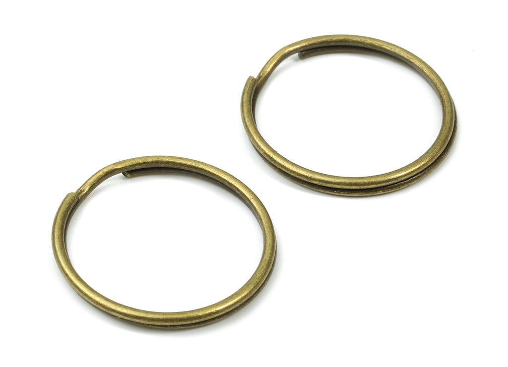 Antique Bronze Metal Key Rings - Split Rings - Circle Key Rings - Keychain Connectors - Key Ring Findings - 27.62x27.62x1.5mm - PP2852AB - DOMEDBAZAAR