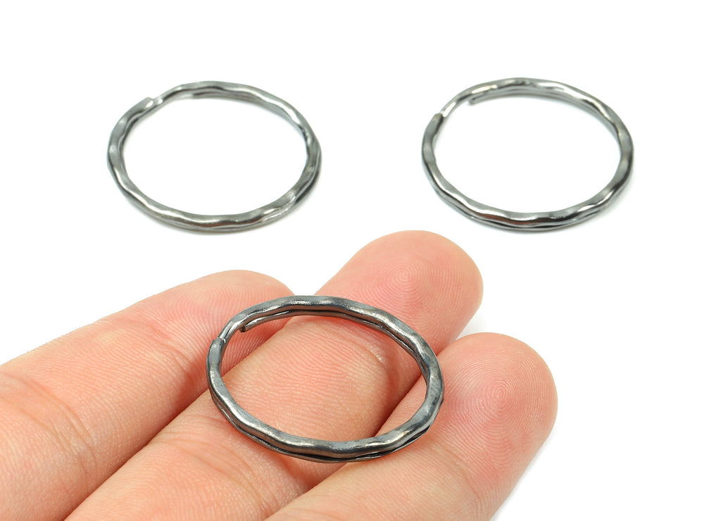 Gunmetal Metal Key Rings - Split Rings - Circle Key Rings - Keychain Connectors - Key Ring Findings - 27.64x27.64x1.5mm - PP2855GM - DOMEDBAZAAR