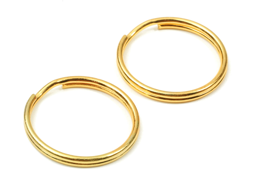 Gold Tone Metal Key Rings - Split Rings - Circle Key Rings - Keychain Connectors - Key Ring Findings - 24.59x24.59x1.5mm - PP2851G - DOMEDBAZAAR