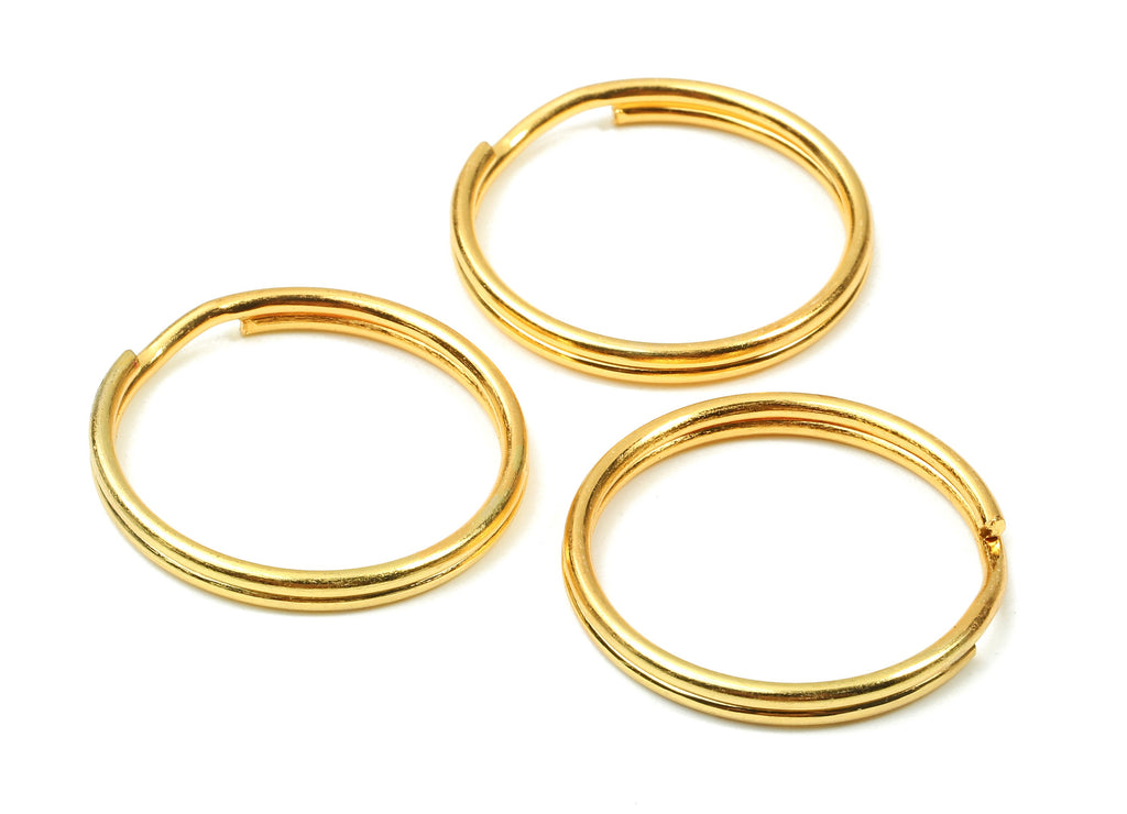 Gold Tone Metal Key Rings - Split Rings - Circle Key Rings - Keychain Connectors - Key Ring Findings - 24.59x24.59x1.5mm - PP2851G - DOMEDBAZAAR
