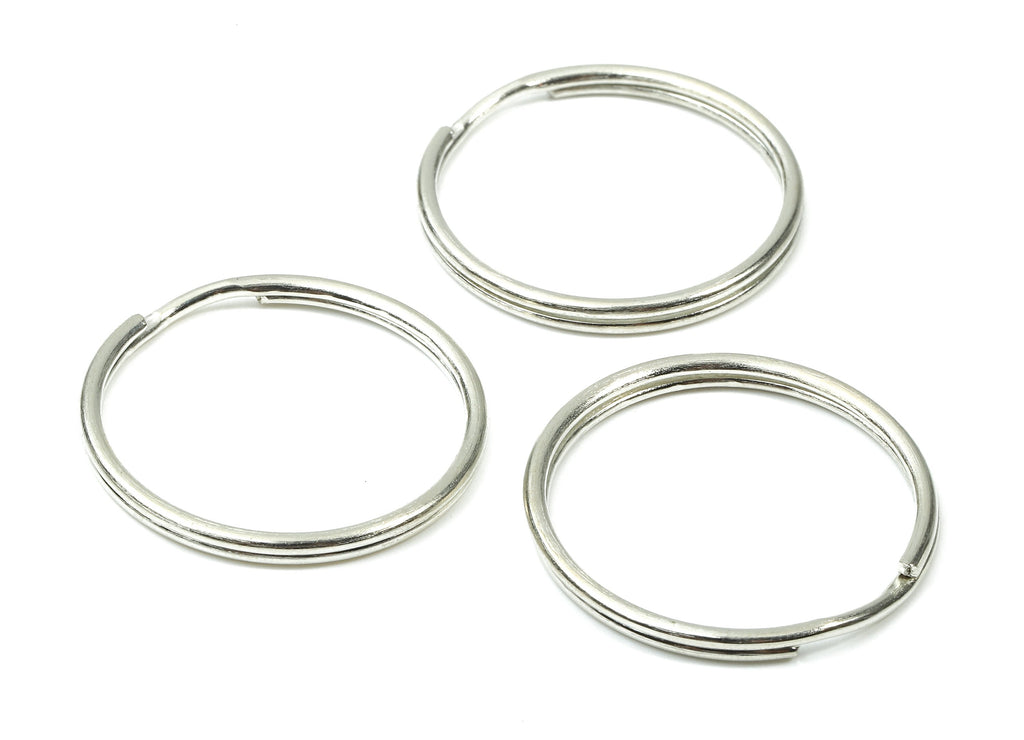 Silver Plated Metal Key Rings - Split Rings - Circle Key Rings - Keychain Connectors - Key Ring Findings - 29.37x29.37x1.73mm - PP2853S - DOMEDBAZAAR