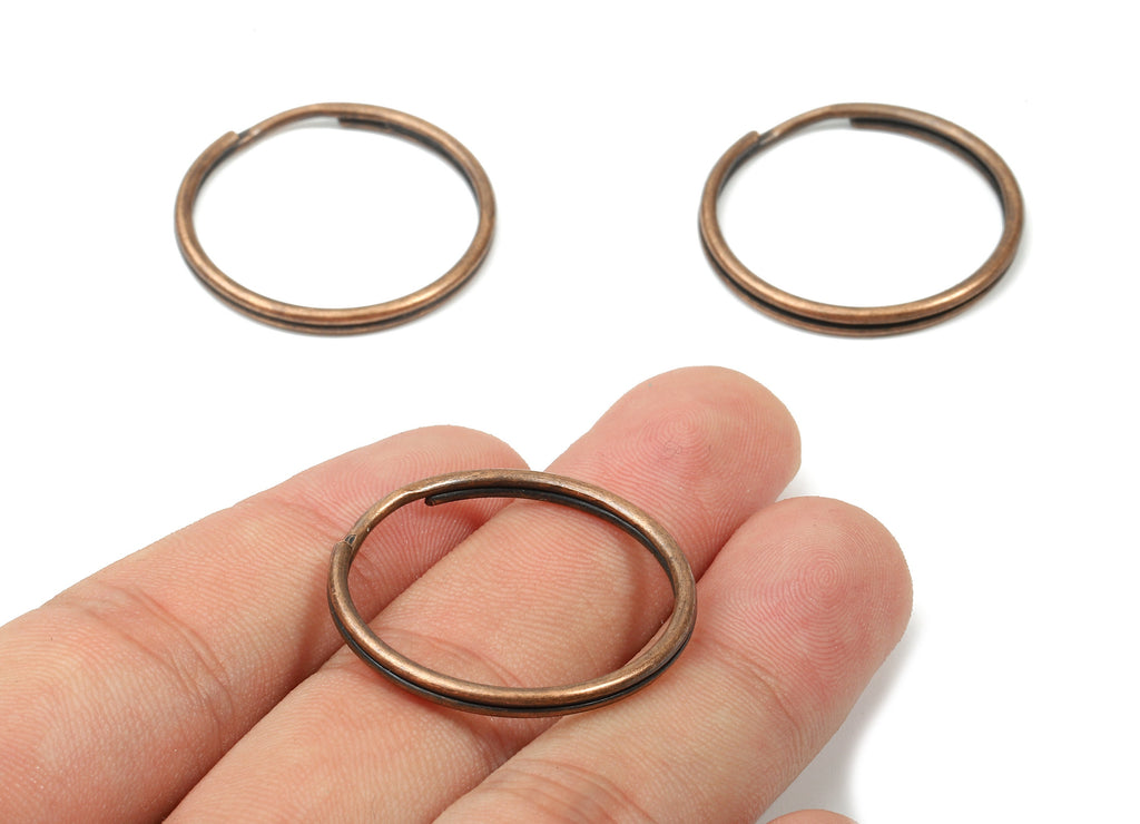 Antique Copper Metal Key Rings - Split Rings - Circle Key Rings - Keychain Connectors - Key Ring Findings - 29.37x29.37x1.73mm - PP2853AC - DOMEDBAZAAR