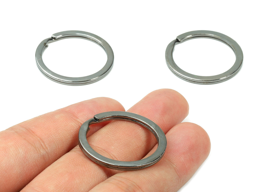 Gunmetal  Metal Key Rings - Falt Split Rings - Circle Key Rings - Keychain Connectors - Key Ring Findings - 29.8x29.8x2mm - PP2859GM - DOMEDBAZAAR
