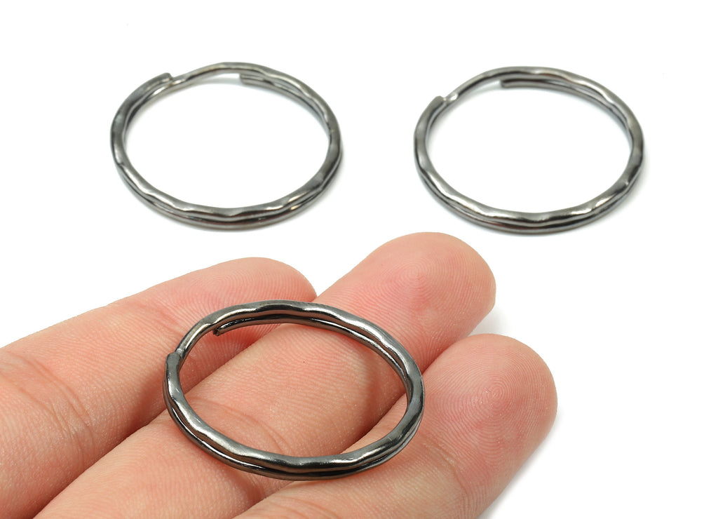 Gunmetal Metal Key Rings - Split Rings - Circle Key Rings - Keychain Connectors - Key Ring Findings - 30.36x30.36x1.7mm - PP2856GM - DOMEDBAZAAR