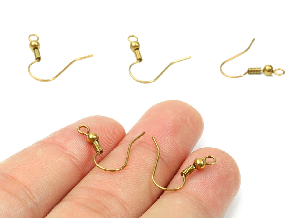 Brass Earring Hooks - Raw Brass Earring Wires - Earring Findings - Jewelry Supplies - 19.24x18.52x3.14mm - PP2832 - DOMEDBAZAAR