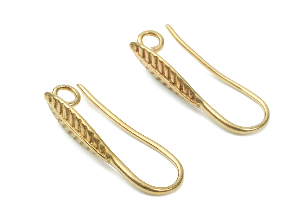 Brass Earring Hooks - Raw Brass Earring Wires - Brass Ear Hooks Findings - Leaf Ear Wires - Jewelry Supplies - 20.51x8.18x1.68mm - PP2897 - DOMEDBAZAAR