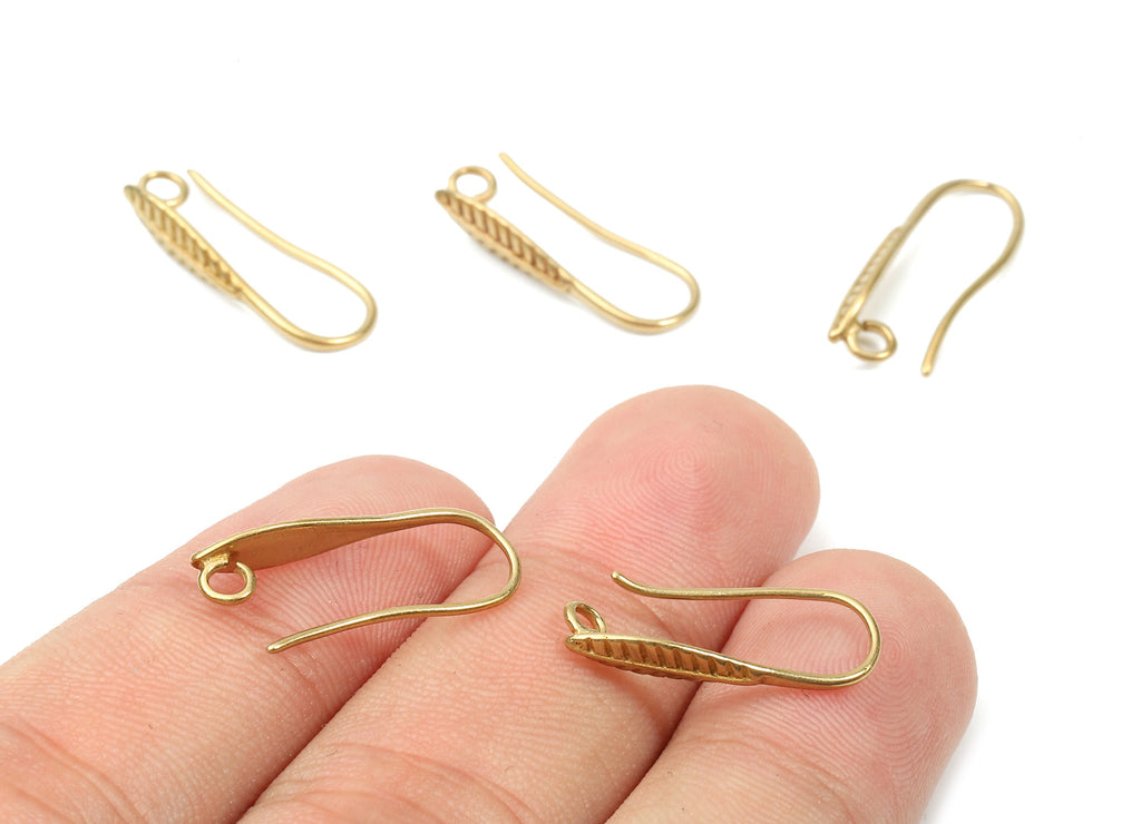 Brass Earring Hooks - Raw Brass Earring Wires - Brass Ear Hooks Findings - Leaf Ear Wires - Jewelry Supplies - 20.51x8.18x1.68mm - PP2897 - DOMEDBAZAAR
