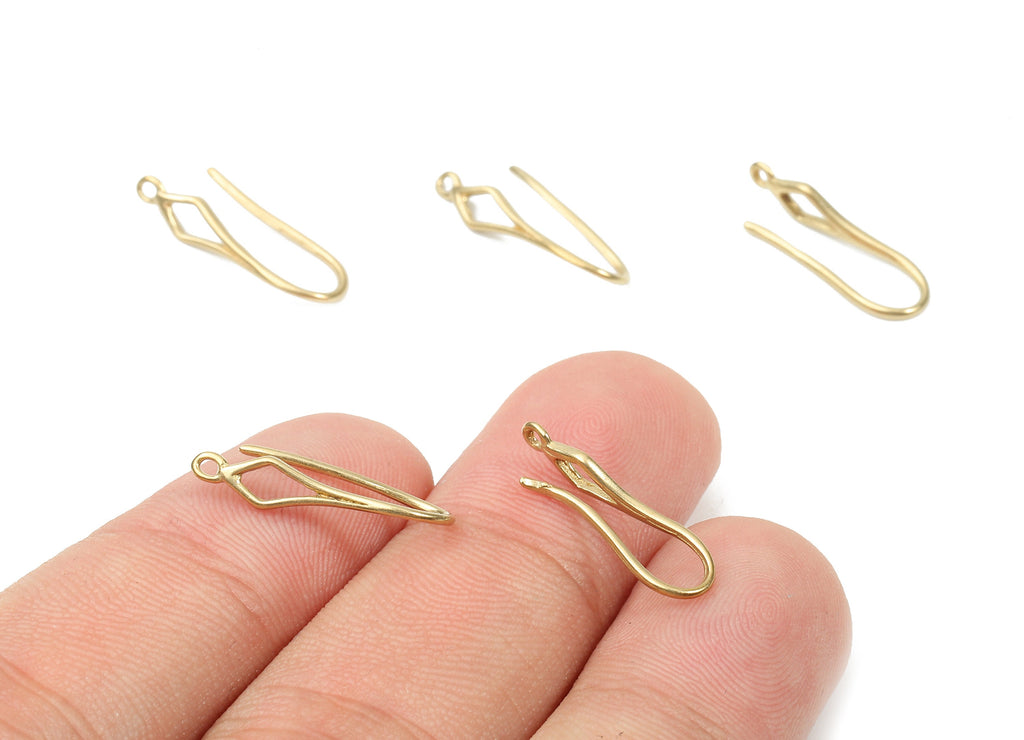 Brass Earring Hooks - Raw Brass Earring Wires - Brass Ear Hooks Findings - Diamond Ear Wires - Jewelry Supplies - 19.66x6.7x1.18mm - PP2894 - DOMEDBAZAAR